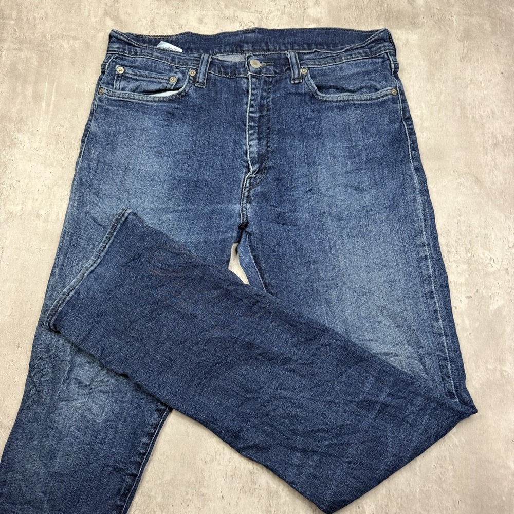 Levis 513 Jeans Mens 34x34 Blue Dark Wash Slim Straight 100% Cotton Denim USA